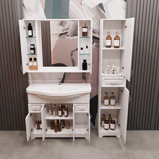 Stella Polare Тумба с раковиной Кармела 100 люкс белое серебро – фотография-16